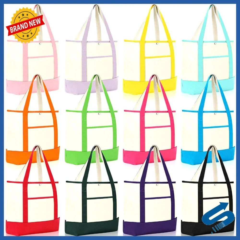 Canvas Tote Bags Bulk Pack Reusable Shopping Minimal Chic Everyday Use